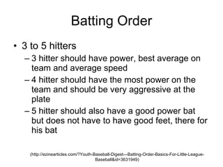 Batting Order 3 to 5 hitters 