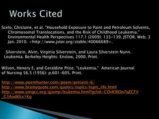 Children With LeukemiaEach year about 2000 children in the United States are diagnosed with Leukemia. Two main types of leukemia in childrenAcute Lymphoblastic Leukemia (ALL)Acute Myelogenous Leukemia (AML)Belson, Martin, Beverely Kingsley, and Adrianne Holmes. 