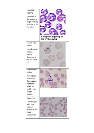 H007 identify normal and abnormal erythrocyte, platelet and leucocytes ...