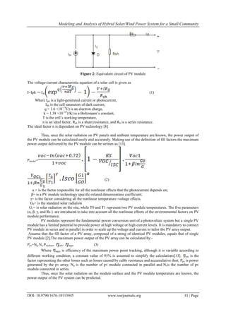 Modeling and Analysis of Hybrid Solar/Wind Power System for a Small ...