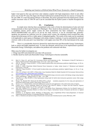 Modeling and Analysis of Hybrid Solar/Wind Power System for a Small ...