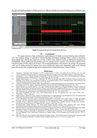 Design and Implementation of High Speed Area Efficient Double Precision ...