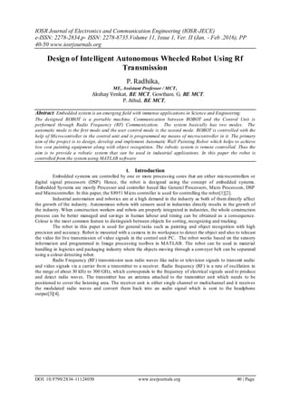 IOSR Journal of Electronics and Communication Engineering (IOSR-JECE)
e-ISSN: 2278-2834,p- ISSN: 2278-8735.Volume 11, Issu...