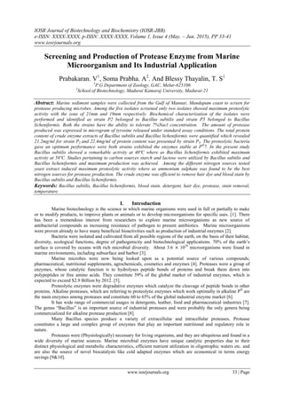 Screening and Production of Protease Enzyme from Marine Microorganism ...