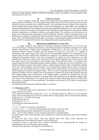 Face Recognition Using Gabor features And PCA | PDF