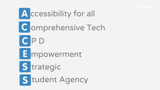 ccessibility for all
omprehensive Tech
P D
mpowerment
trategic
tudent Agency
 