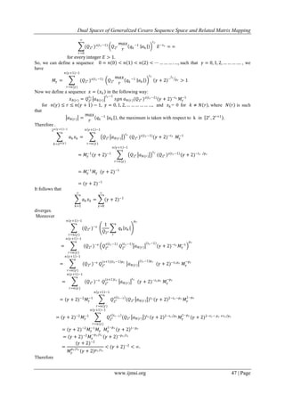 Dual Spaces of Generalized Cesaro Sequence Space and Related Matrix ...