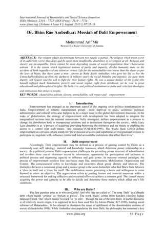 Dr. Bhim Rao Ambedkar: Messiah of Dalit Empowerment | PDF