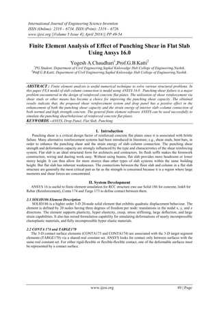 Finite Element Analysis of Effect of Punching Shear in Flat Slab Using ...
