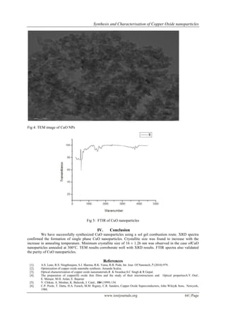 Synthesis and Characterisation of Copper Oxide nanoparticles | PDF