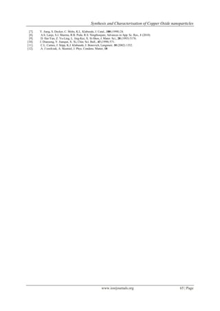 Synthesis and Characterisation of Copper Oxide nanoparticles | PDF