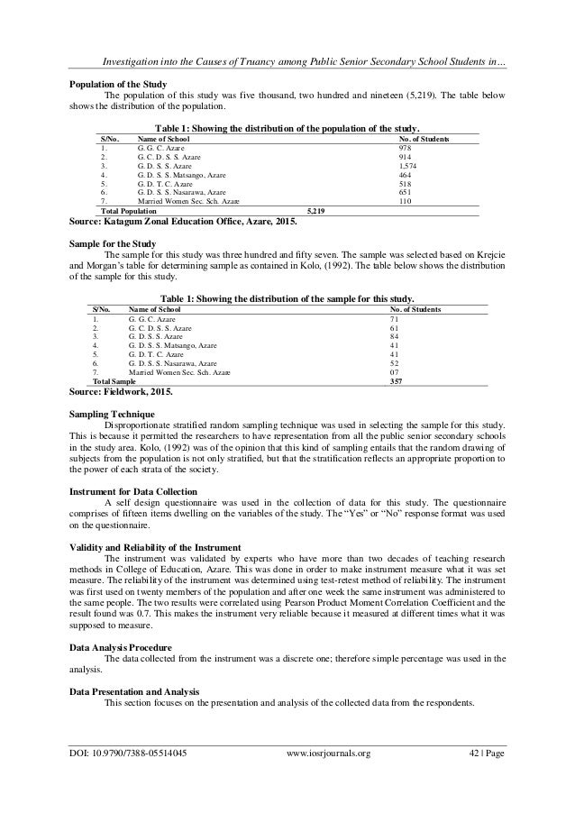 investigation into the causes of truancy among public senior secondar
