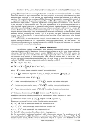 Simulation of the Linear Boltzmann Transport Equation in Modelling Of ...