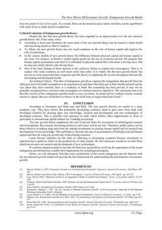 The New Theory of Economic Growth: Endogenous Growth Model | PDF