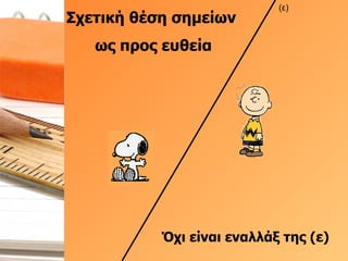 Σχετική θέση σημείων  ως προς ευθεία Όχι είναι εναλλάξ της (ε) (ε) 