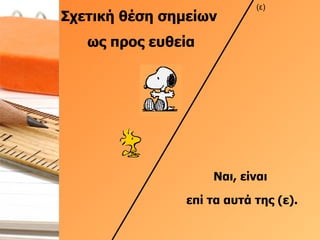 Σχετική θέση σημείων  ως προς ευθεία Ναι, είναι  επί τα αυτά της (ε). (ε) 