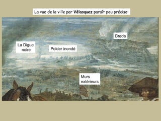 La vue de la ville par  Vélasquez  paraît peu précise: La Digue noire Breda Murs extérieurs Polder inondé 
