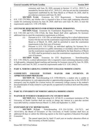 General Assembly Of North Carolina Session 2019
House Bill 1035-First Edition Page 15
extension until June 30, 2020, pursu...
