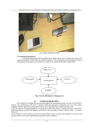 A literature review on optimization of cutting parameters for surface ...