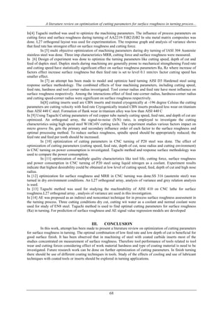 A literature review on optimization of cutting parameters for surface ...