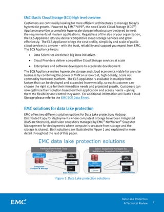 7
Data Lake Protection
A Technical Review
EMC Elastic Cloud Storage (ECS) high level overview
Customers are continually lo...