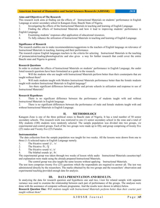 The Effects of Instructional Materials on Students’ Performance in ...