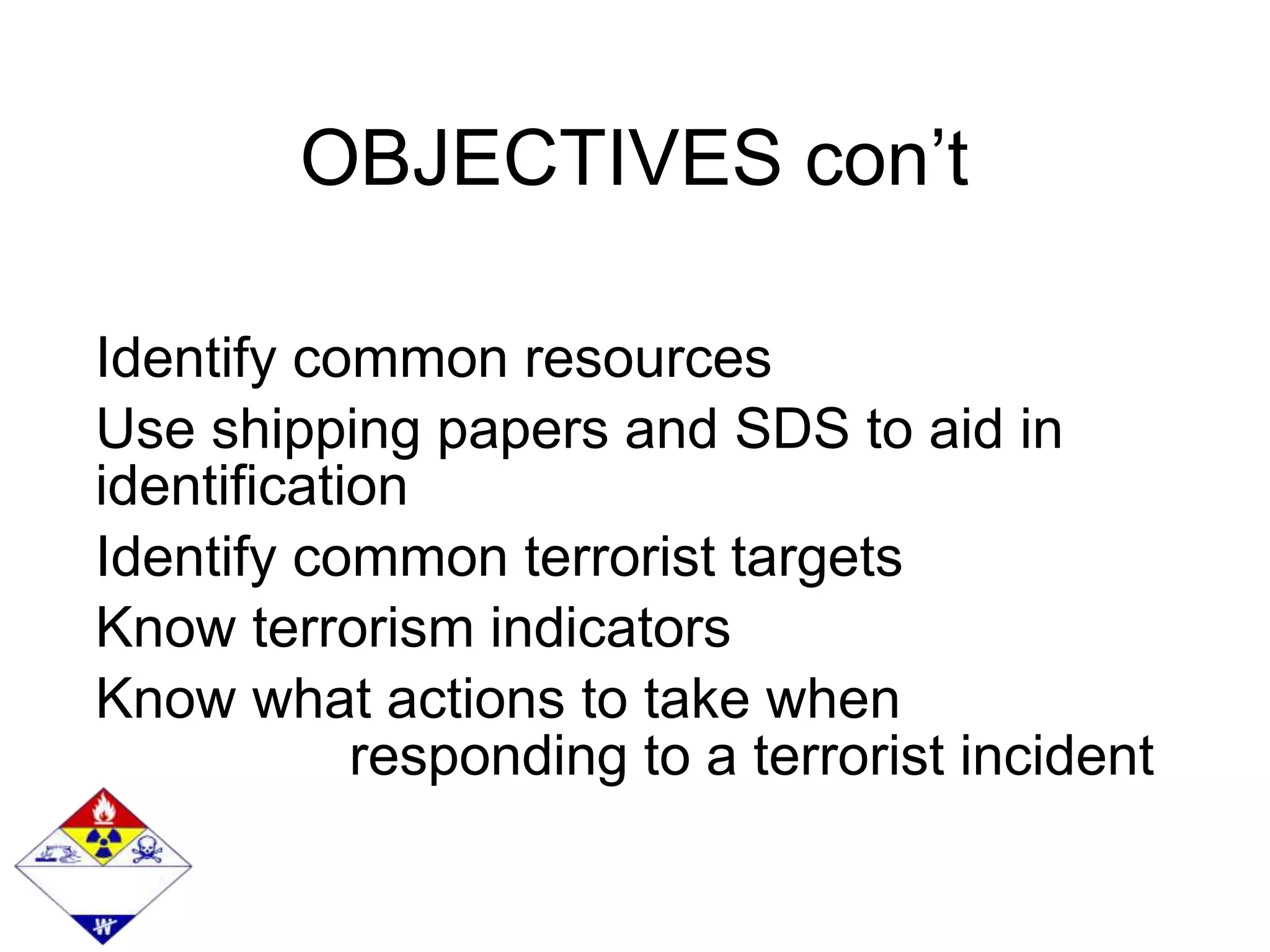 FIRST RESPONDER HAZMAT AWARENESS POWERPOINT TRAINING PRESENTATION | PPT