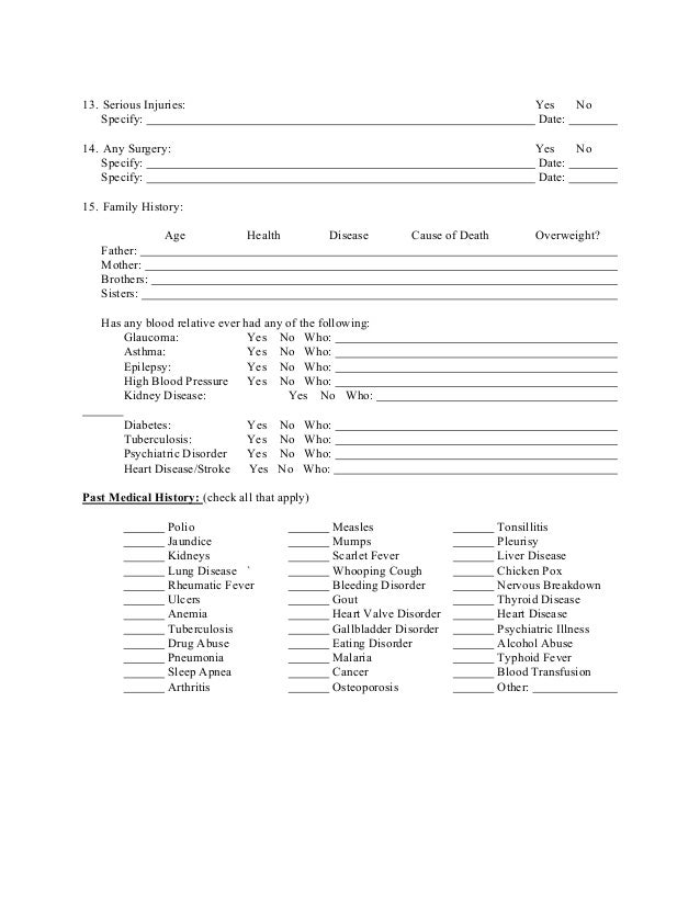 Medical weight loss program New Jersey Patient History Forms