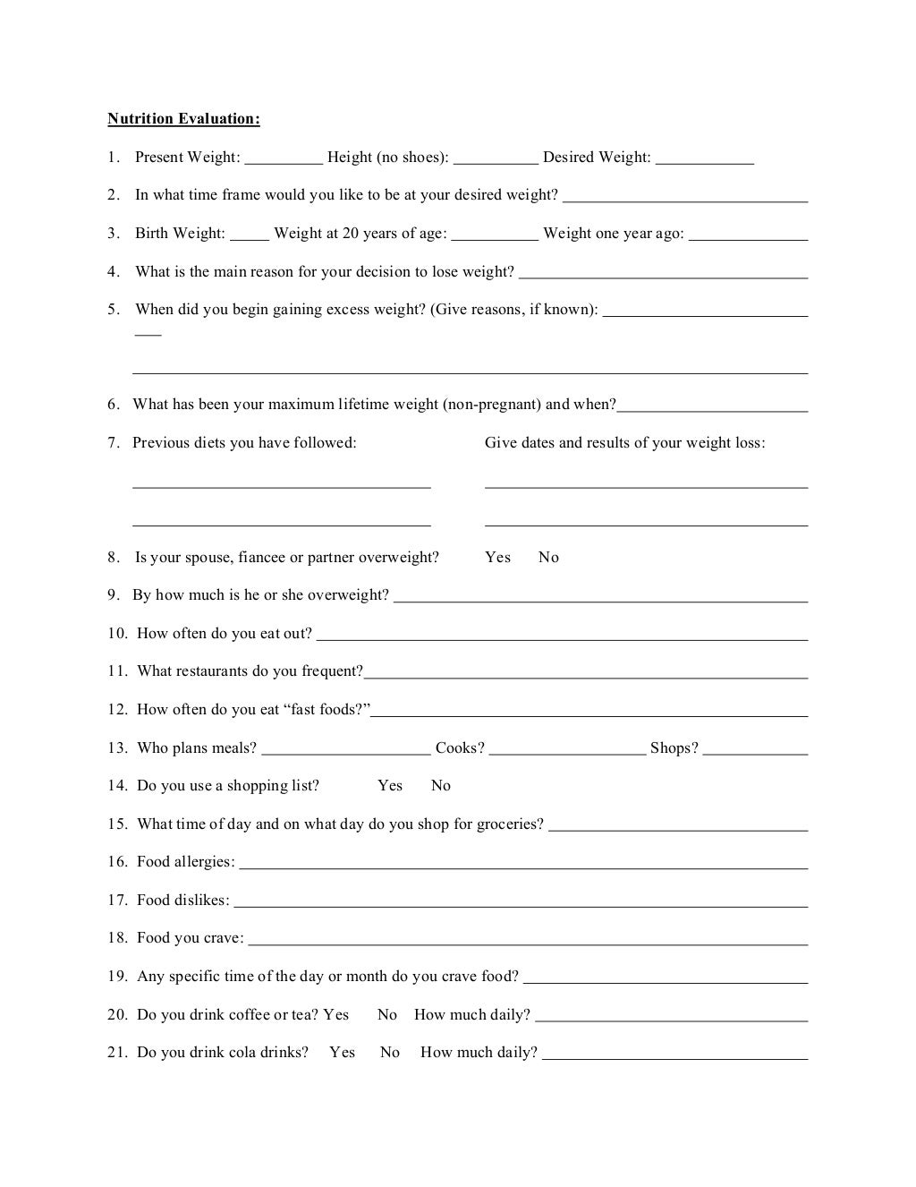 Medical weight loss program New Jersey Patient History Forms