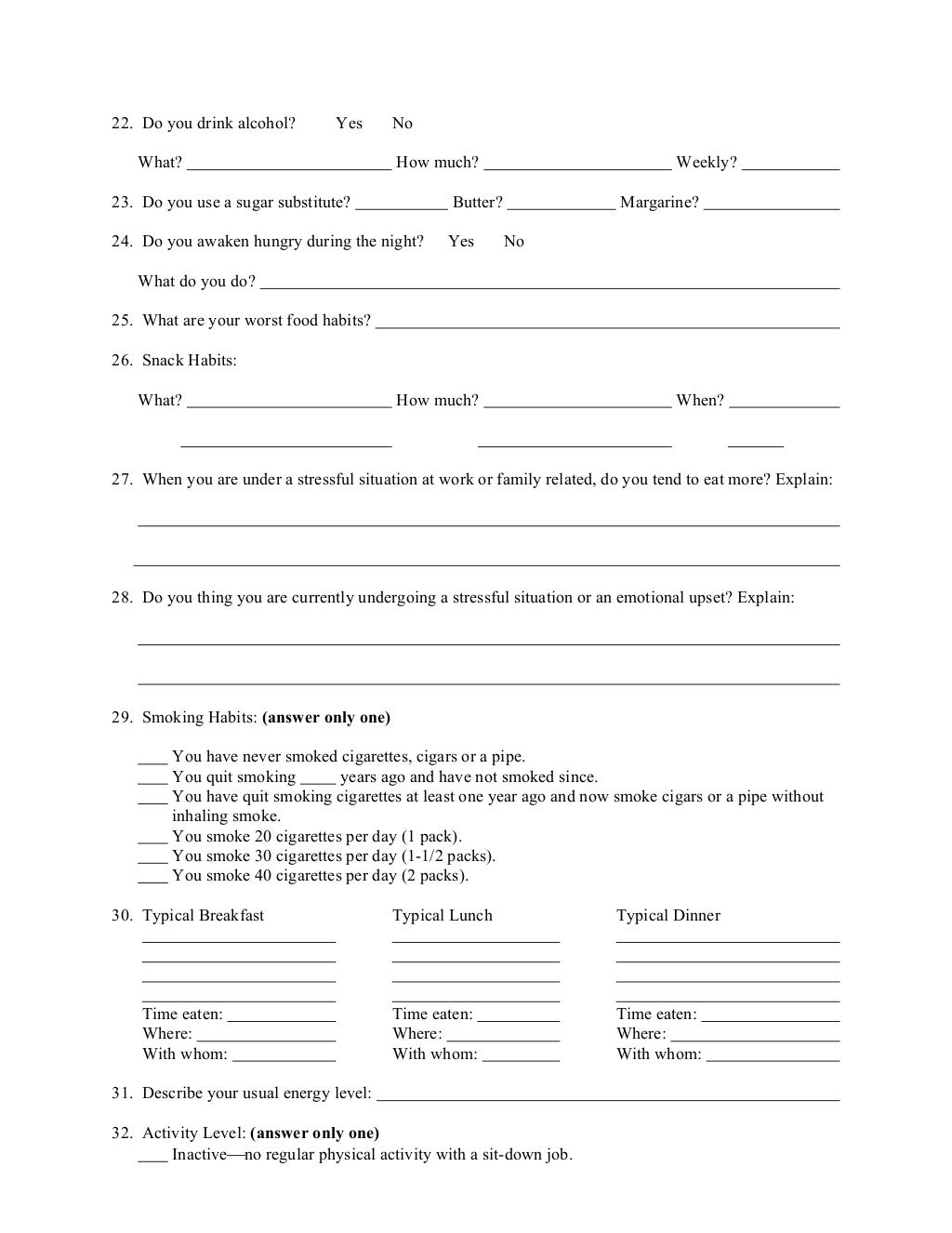 Medical weight loss program New Jersey Patient History Forms