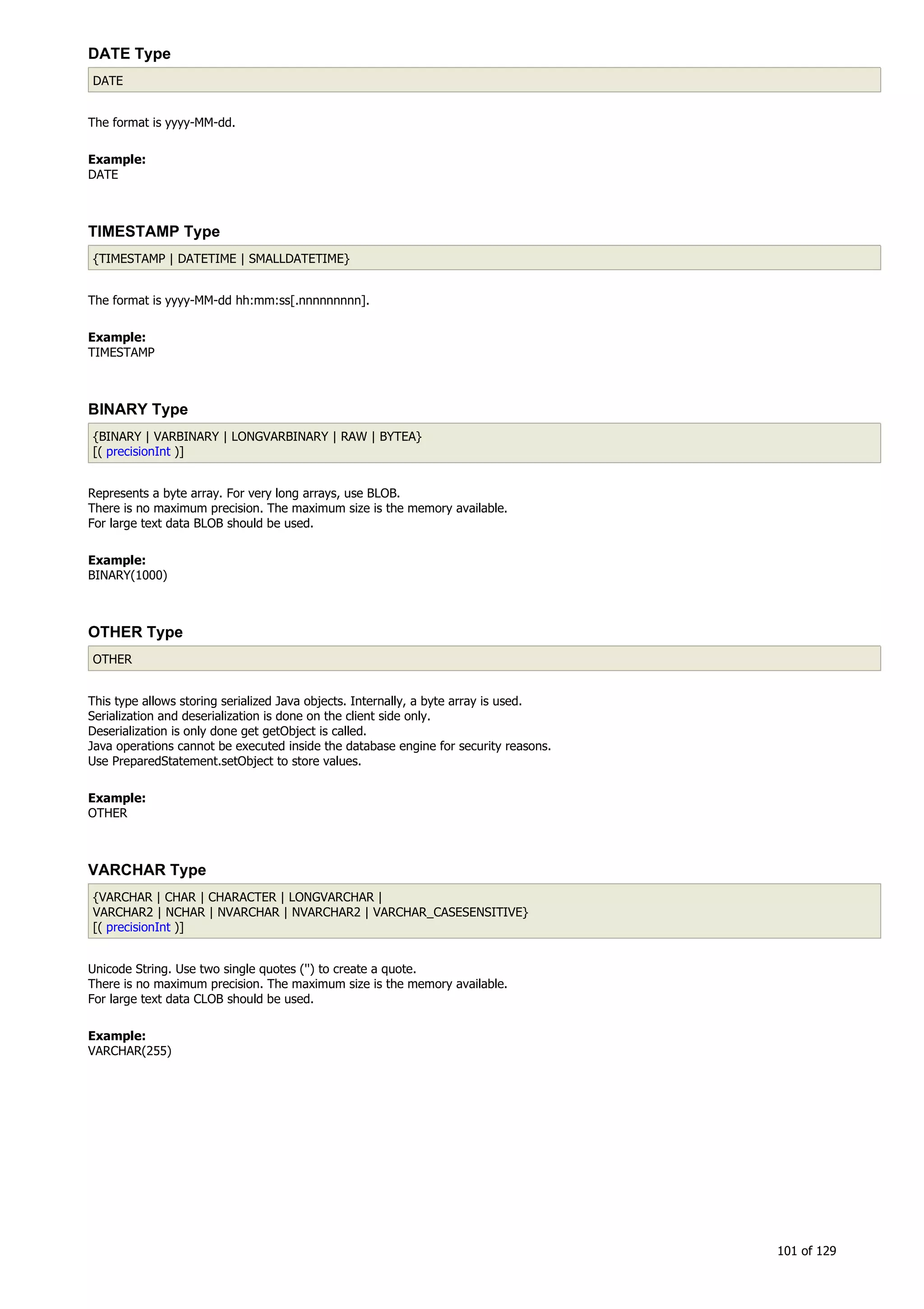 H2 Database New generation embeded database