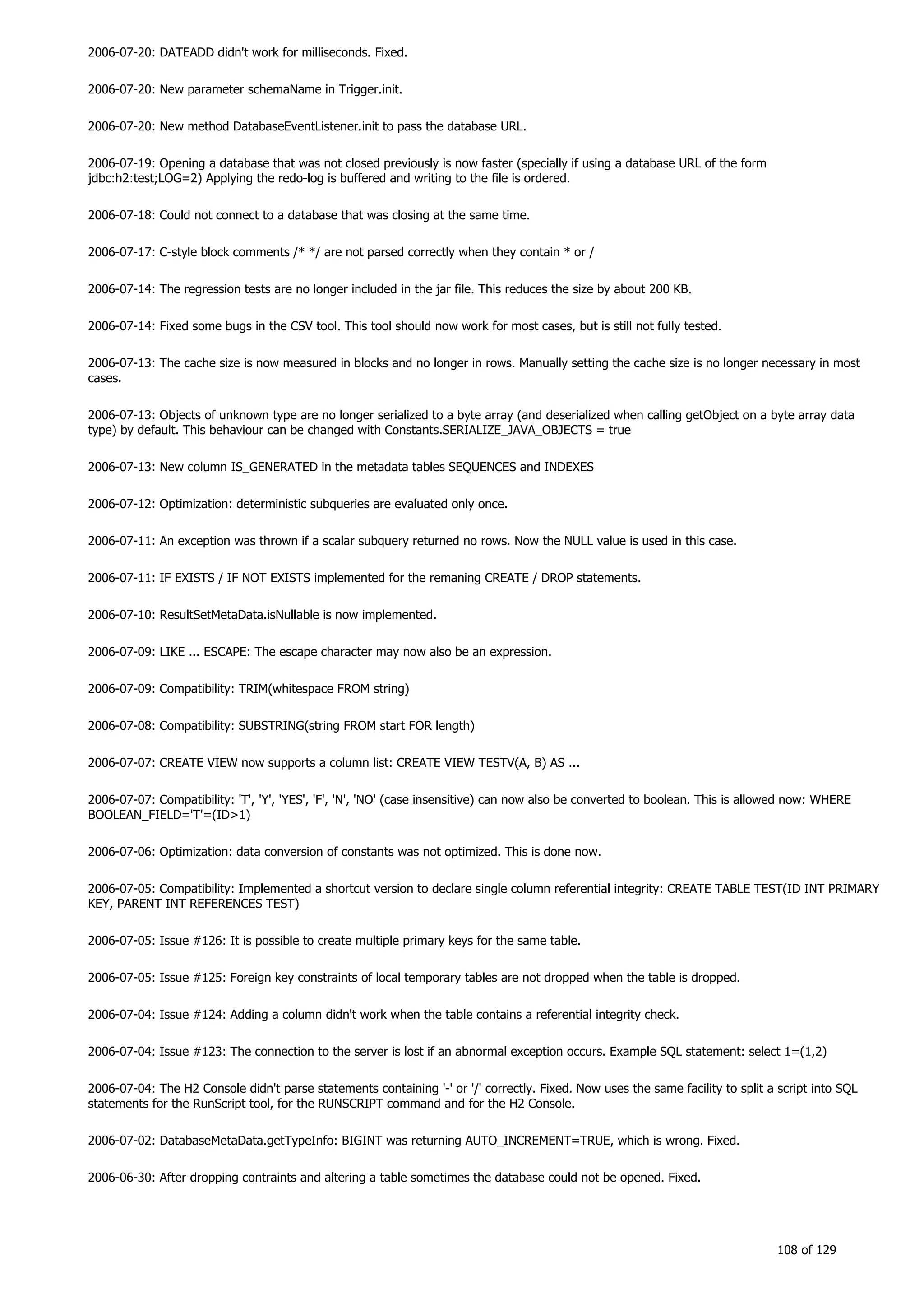 H2 Database New generation embeded database