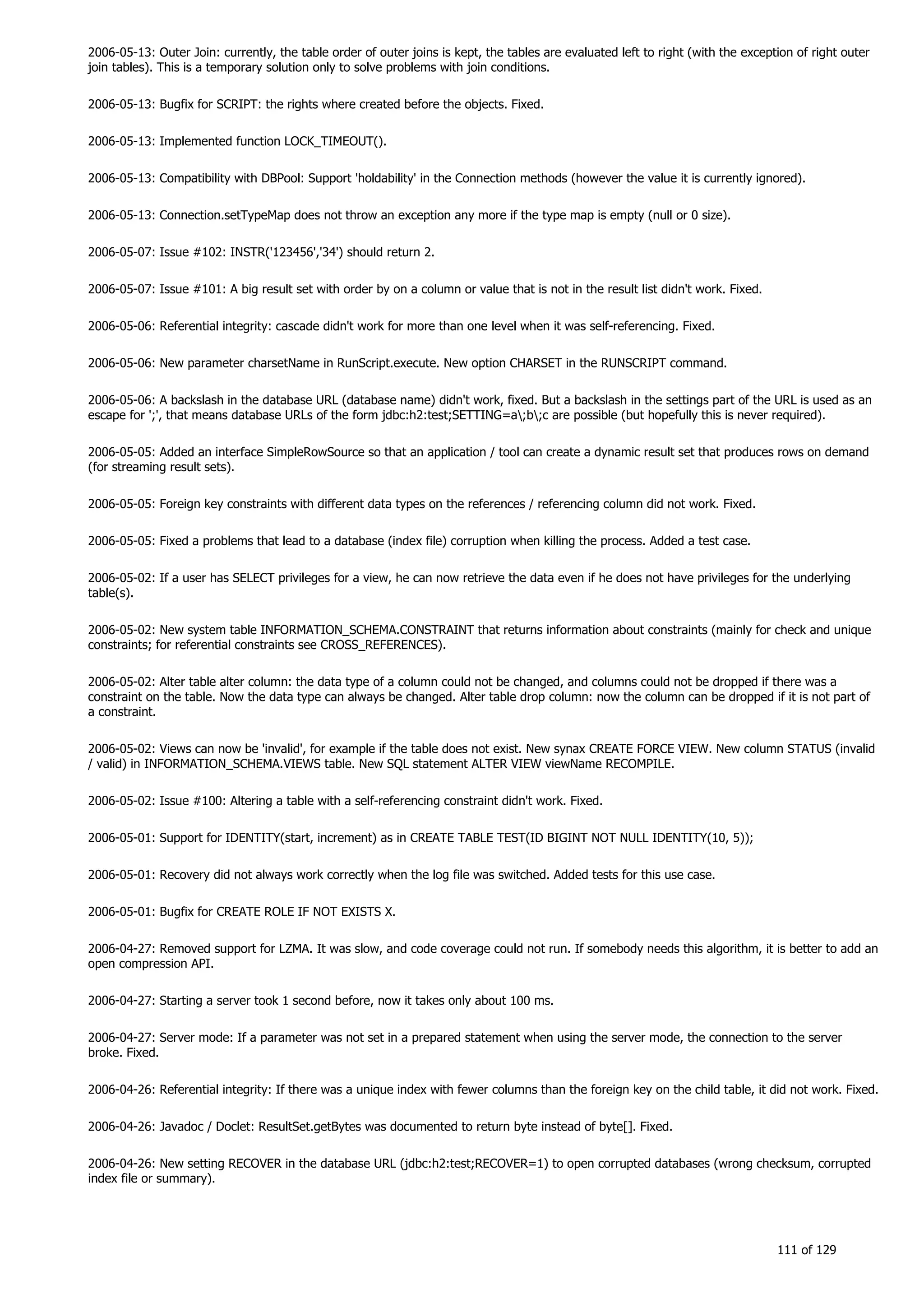 H2 Database New generation embeded database