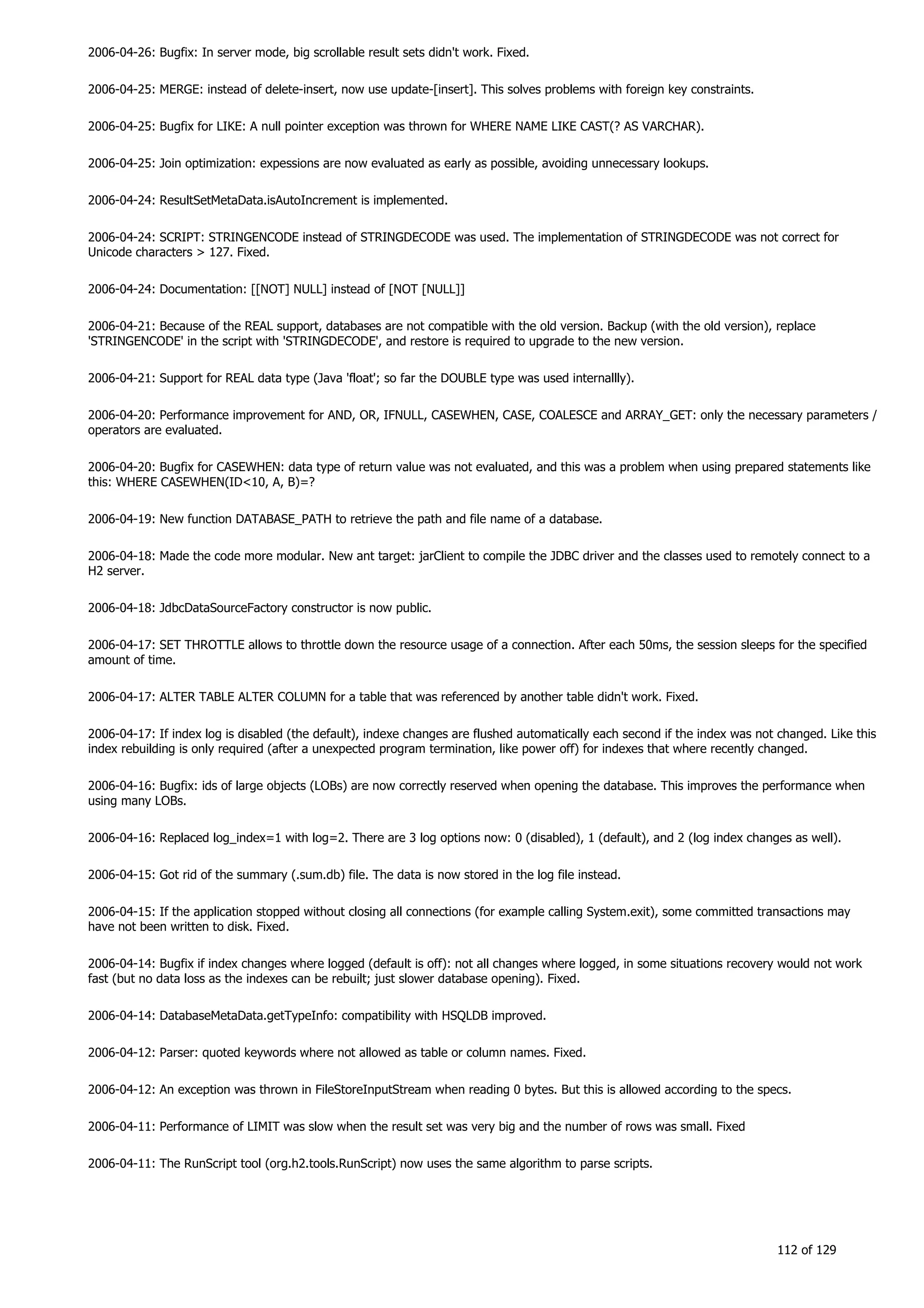 H2 Database New generation embeded database