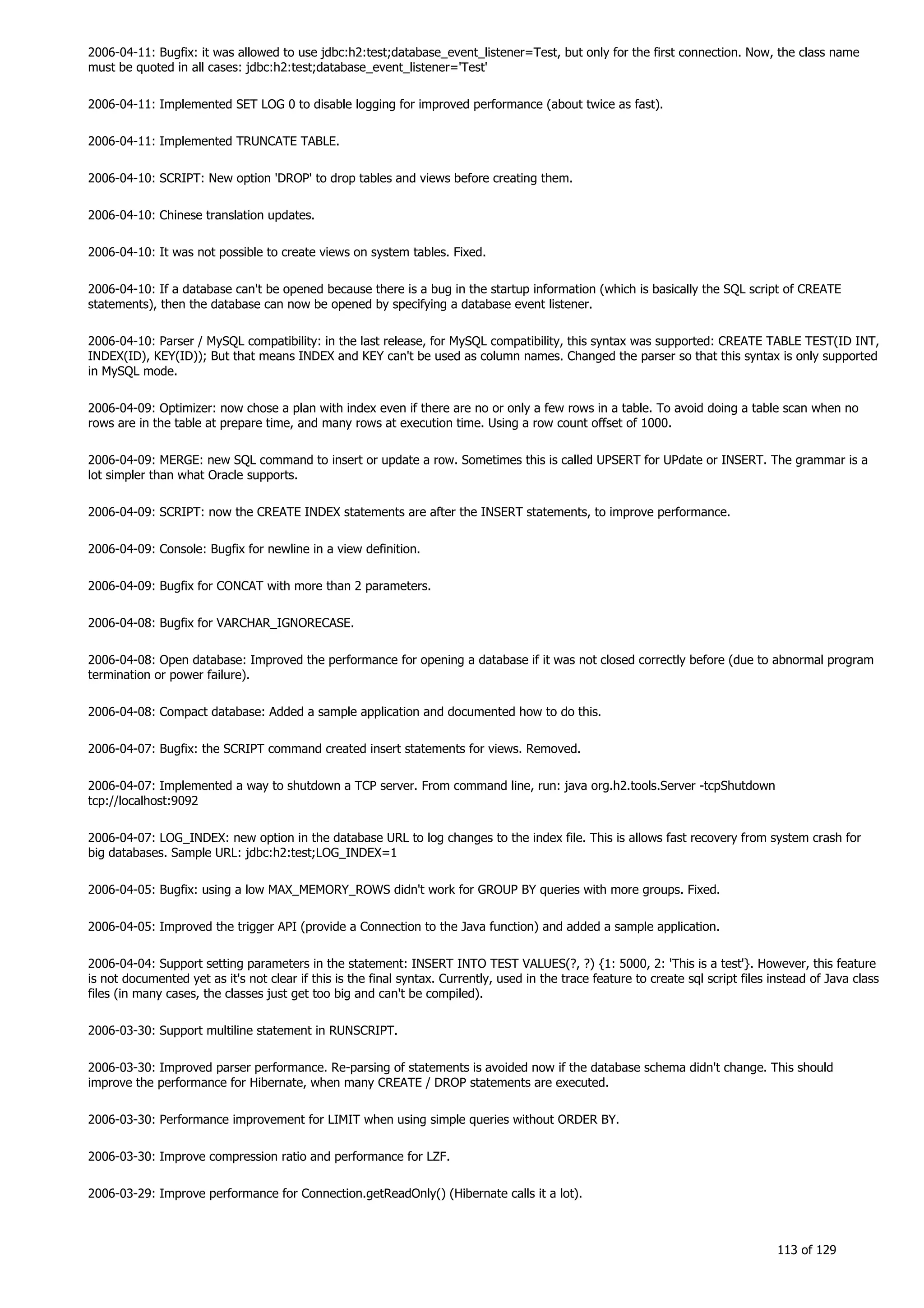 H2 Database New generation embeded database