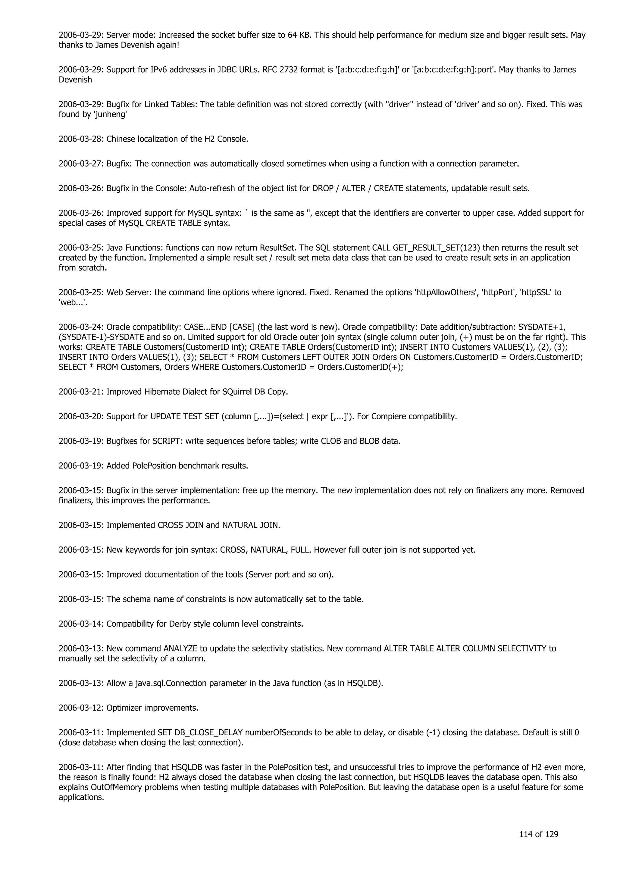 H2 Database New generation embeded database
