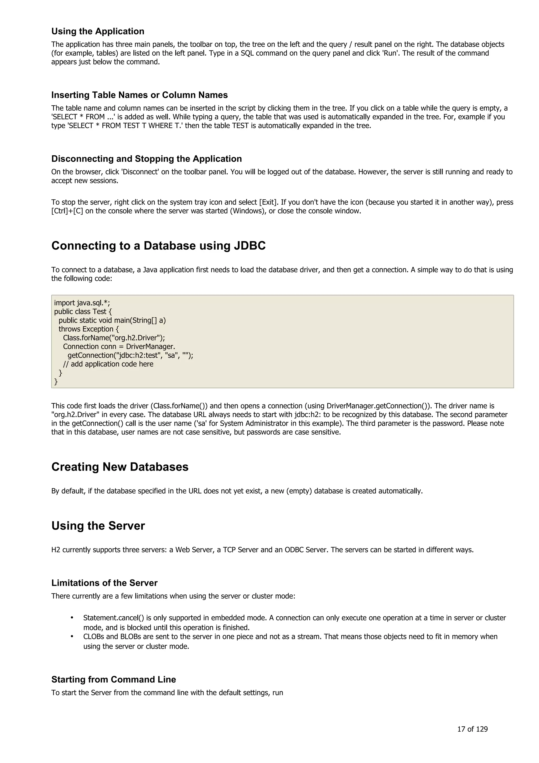 H2 Database New generation embeded database