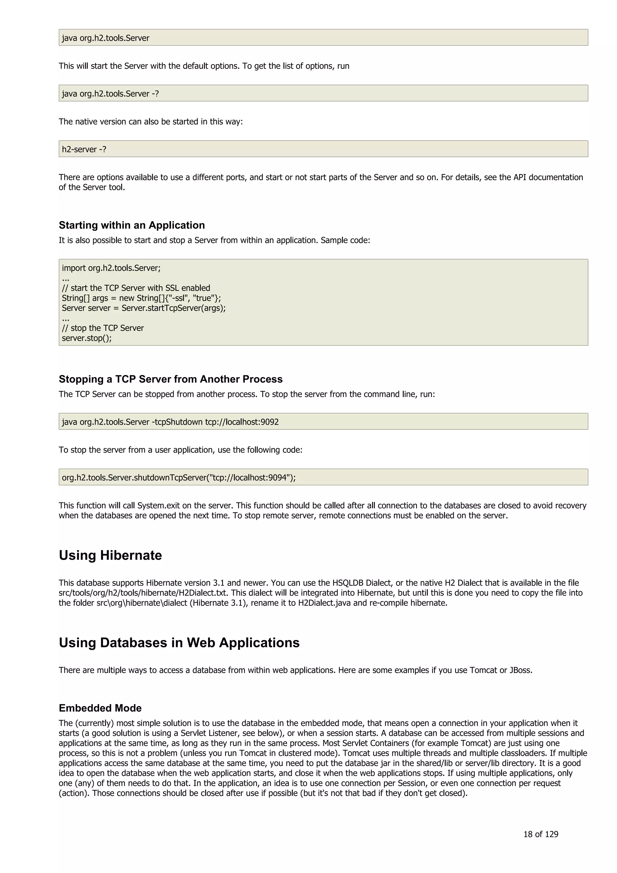 H2 Database New generation embeded database