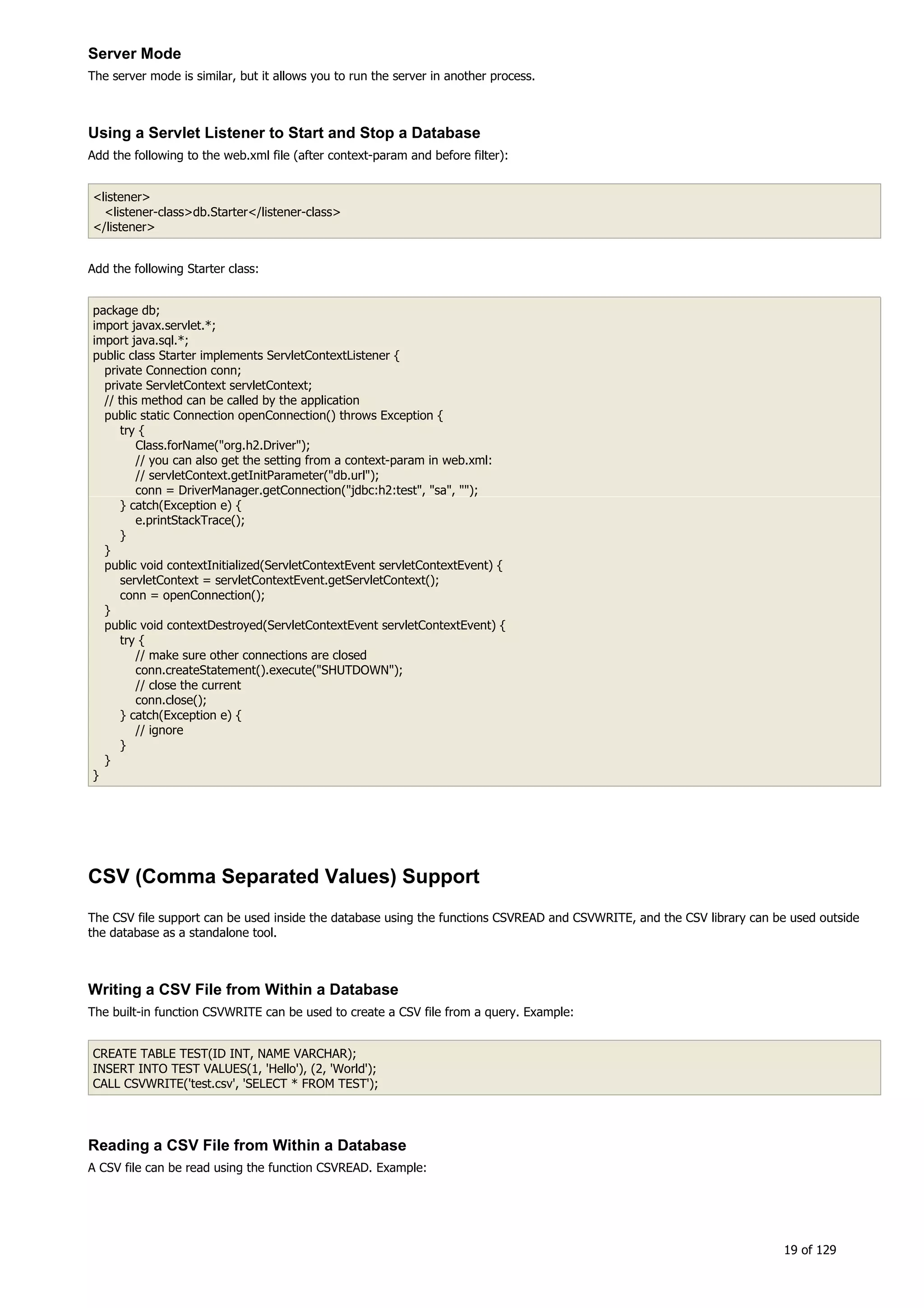 H2 Database New generation embeded database