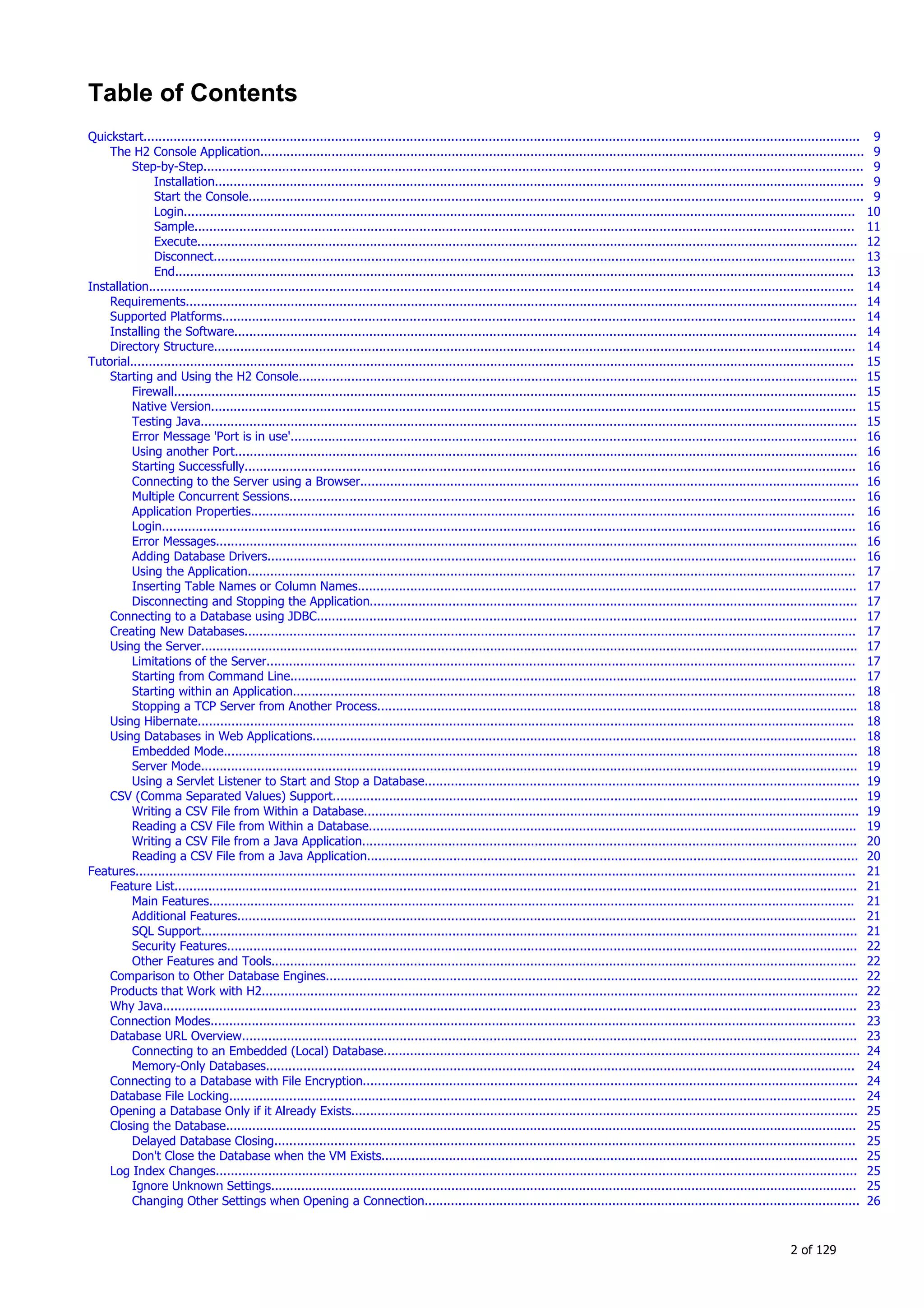 H2 Database New generation embeded database