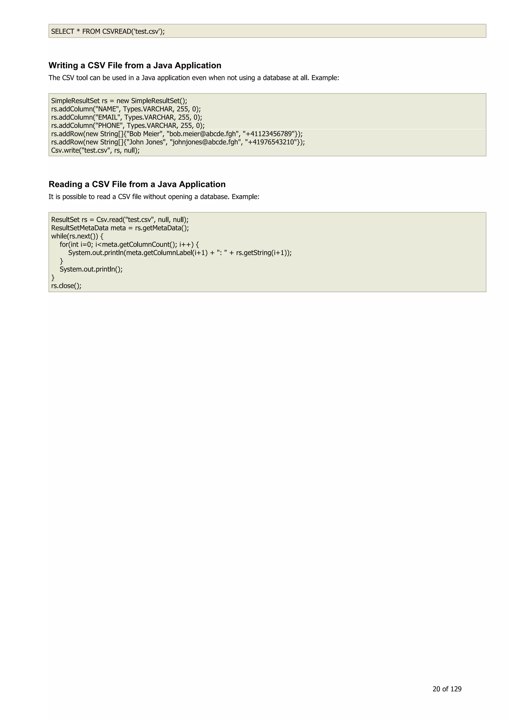 H2 Database New generation embeded database