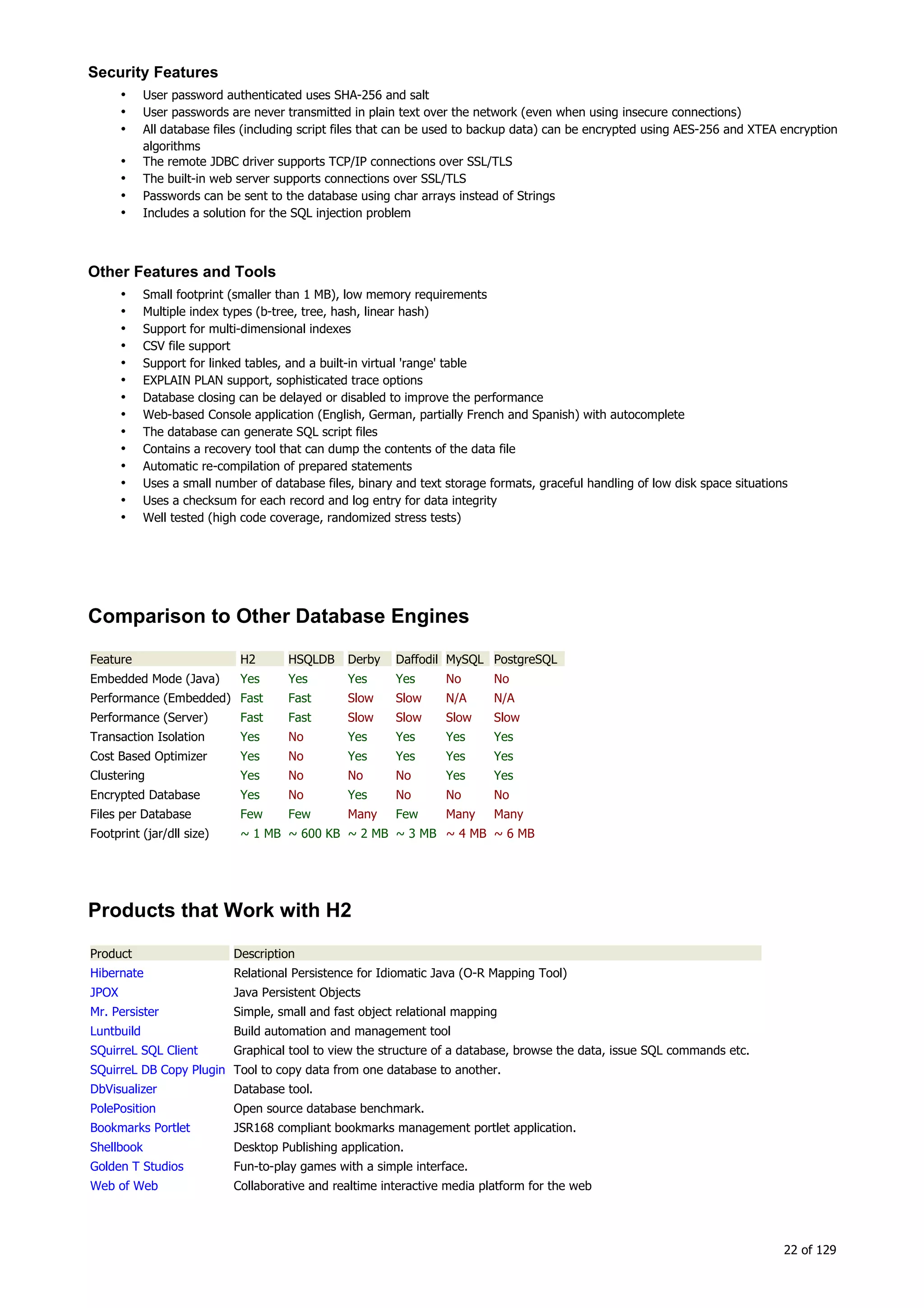 H2 Database New generation embeded database