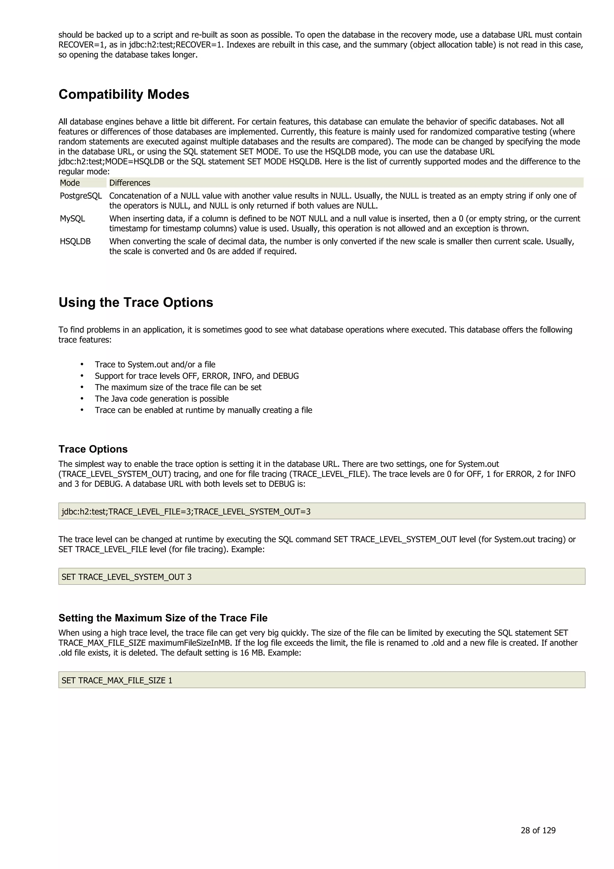 H2 Database New generation embeded database