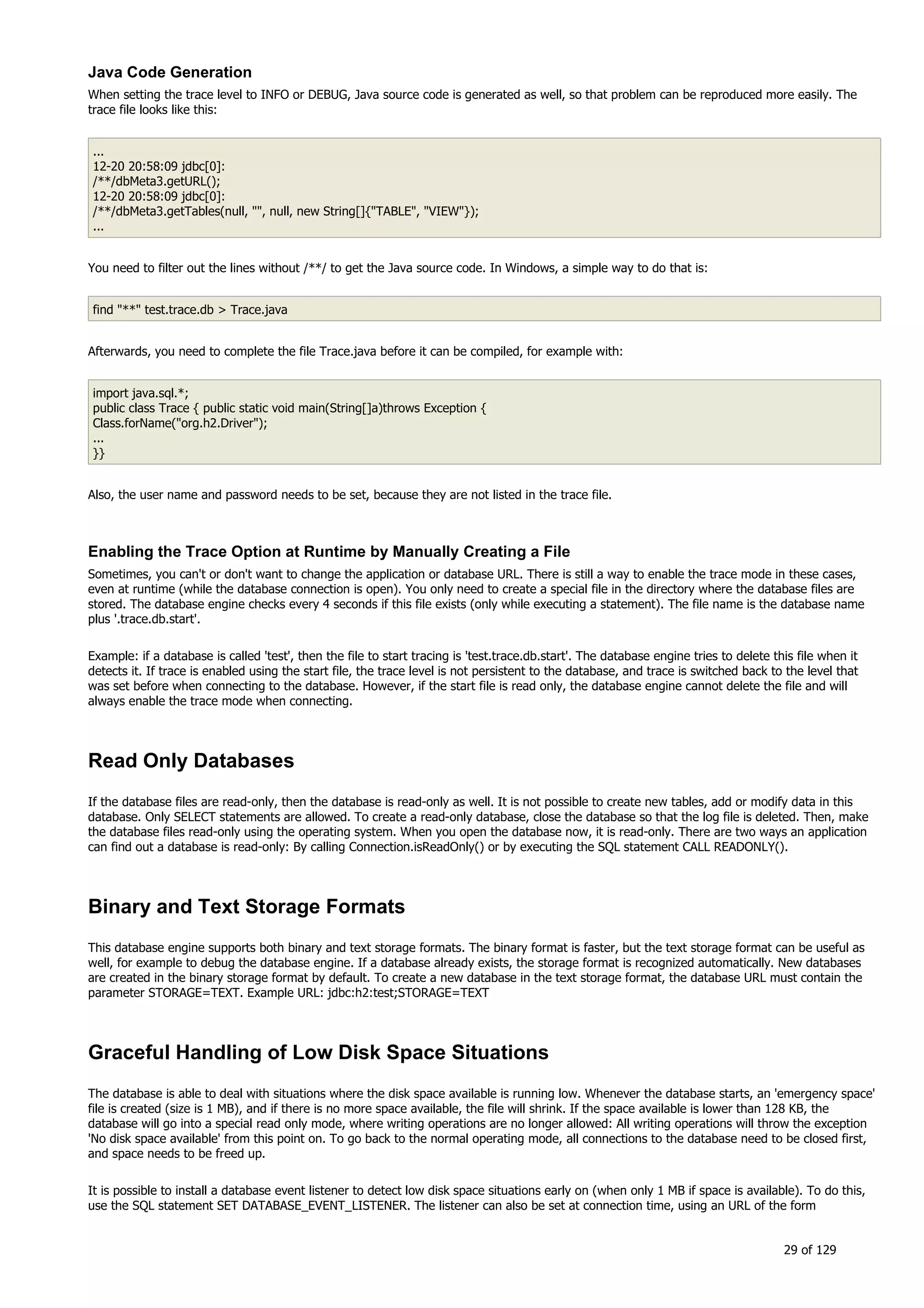 H2 Database New generation embeded database
