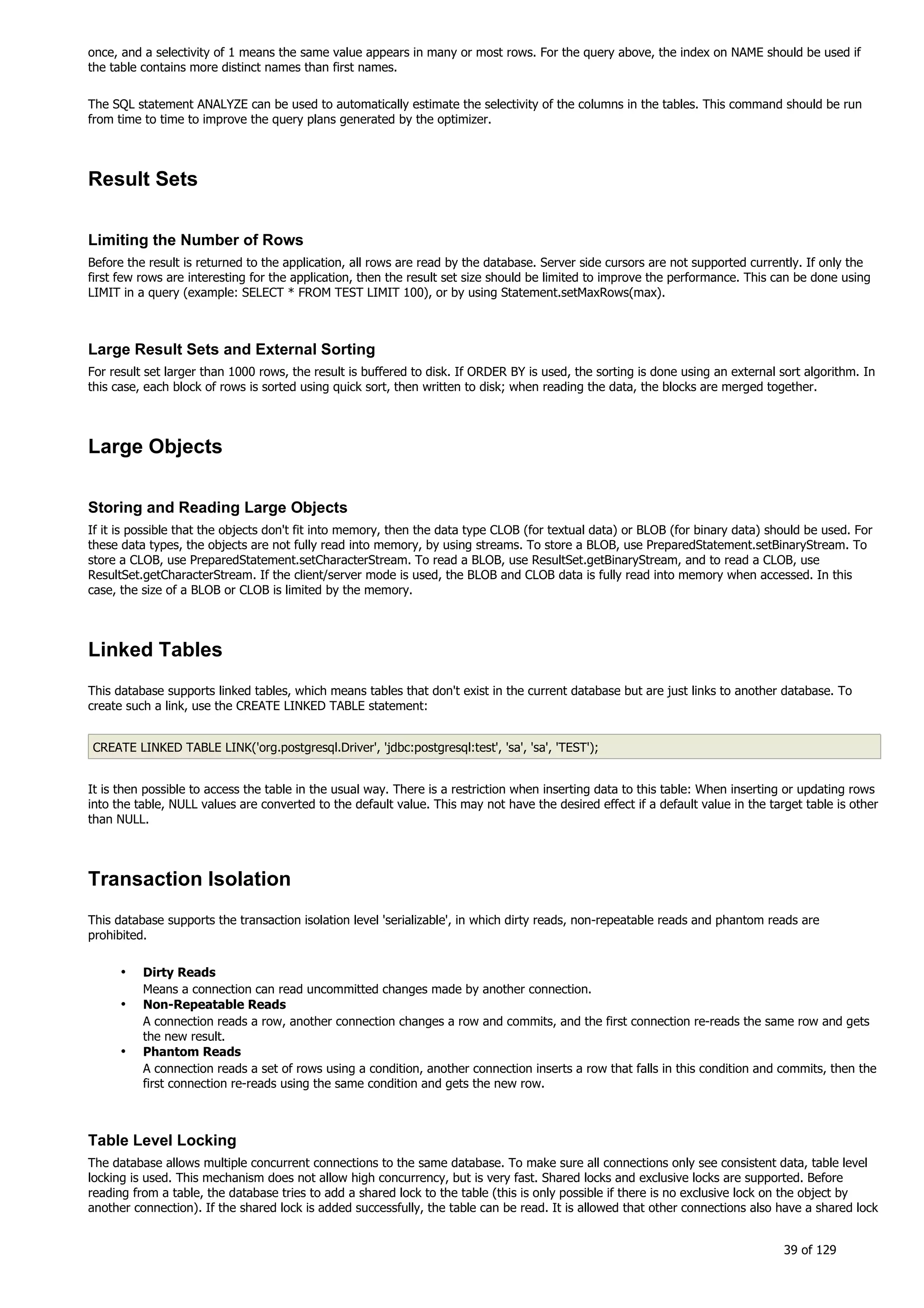 H2 Database New generation embeded database