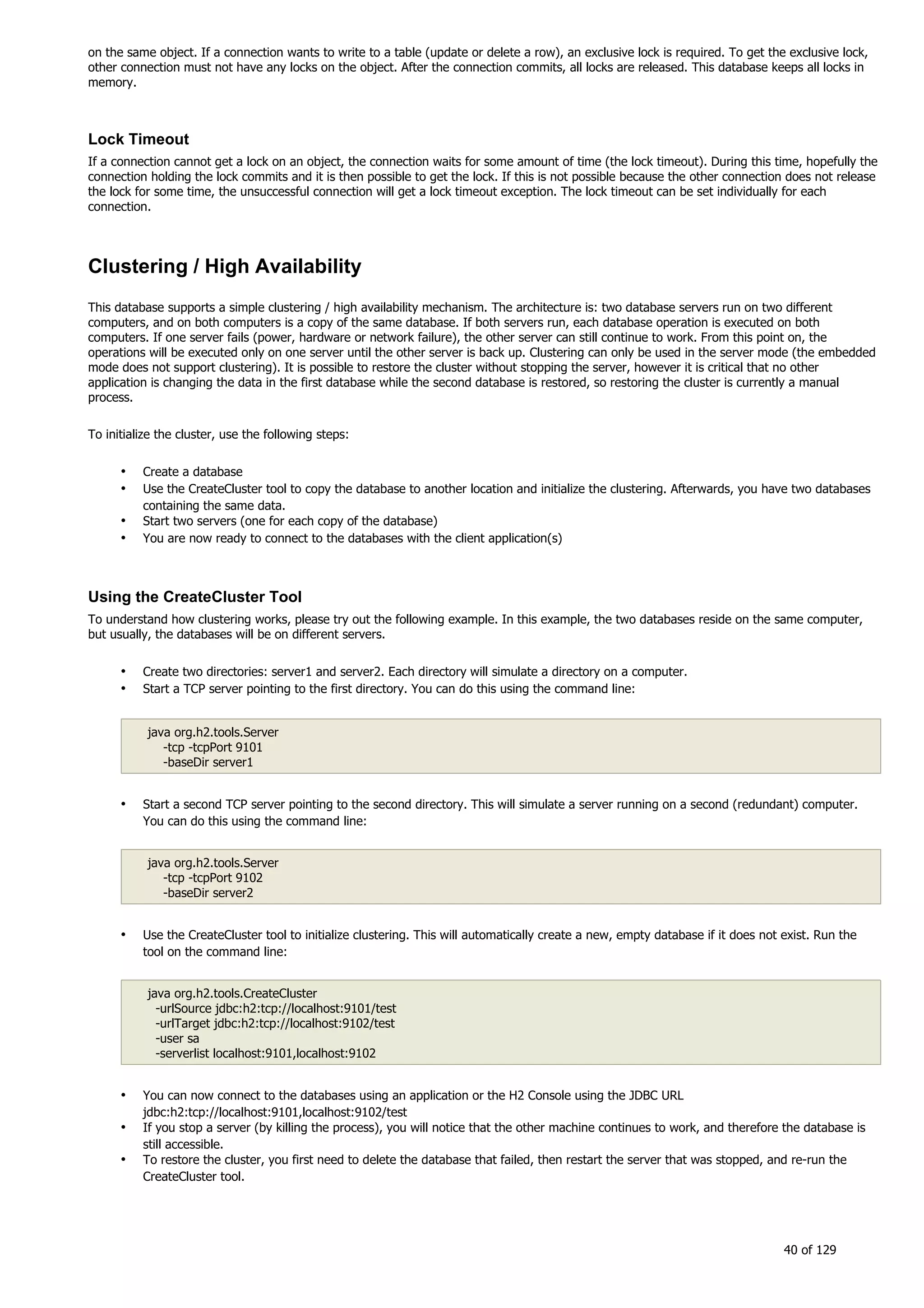 H2 Database New generation embeded database