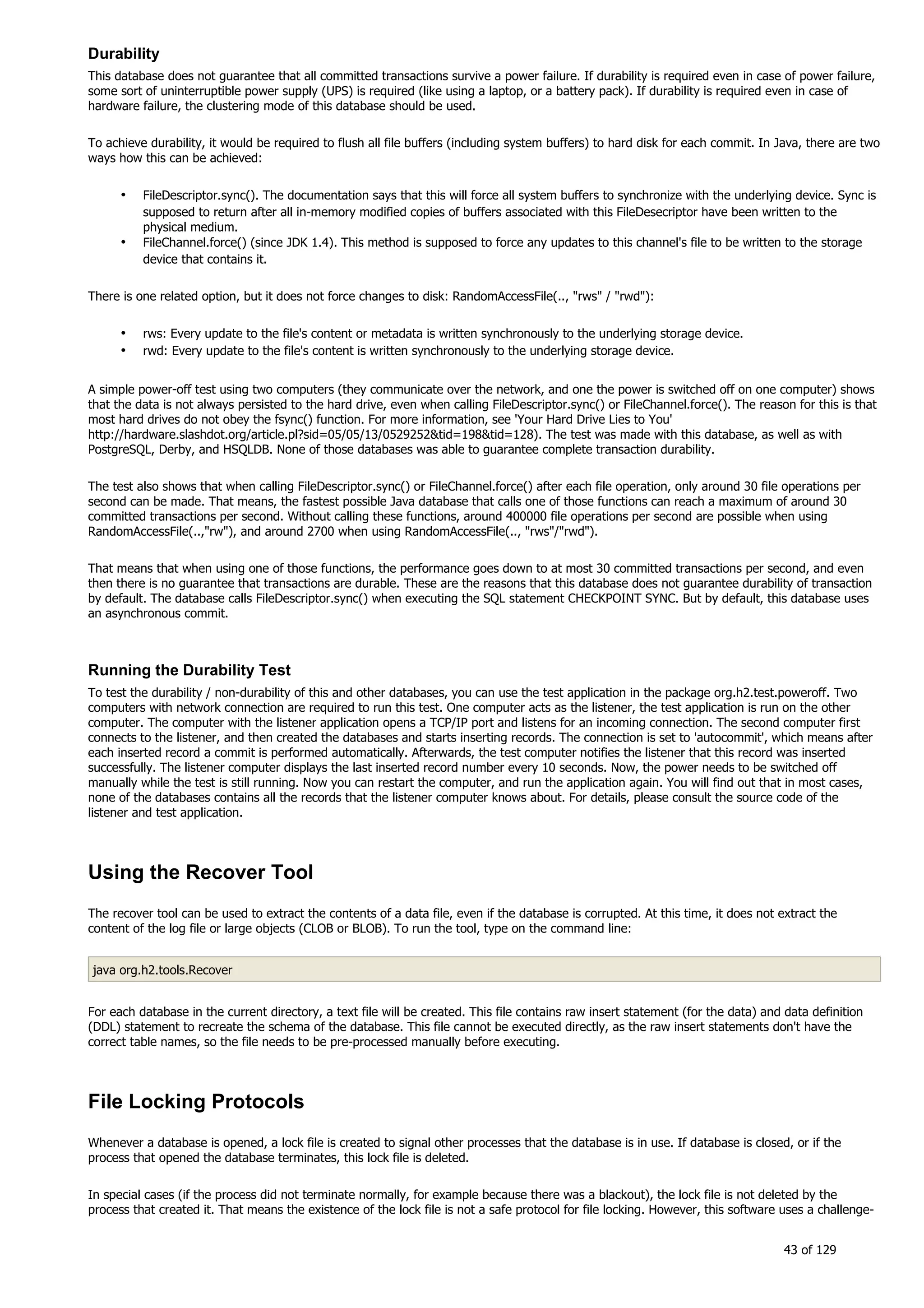 H2 Database New generation embeded database