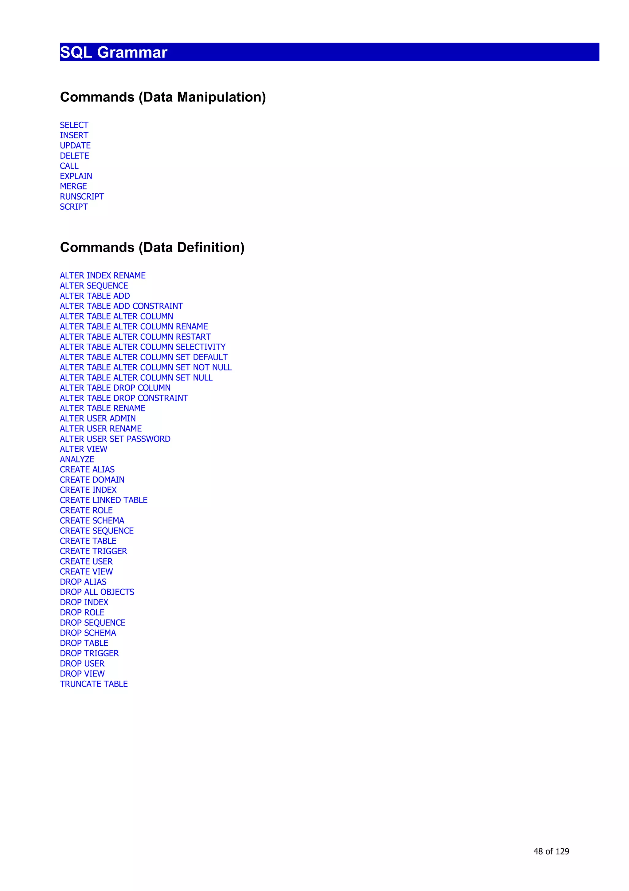 H2 Database New generation embeded database