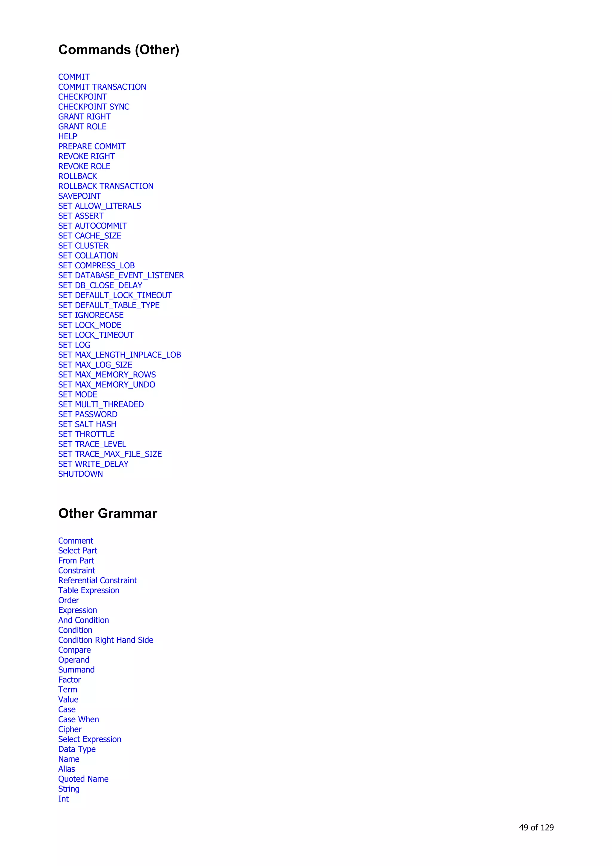 H2 Database New generation embeded database