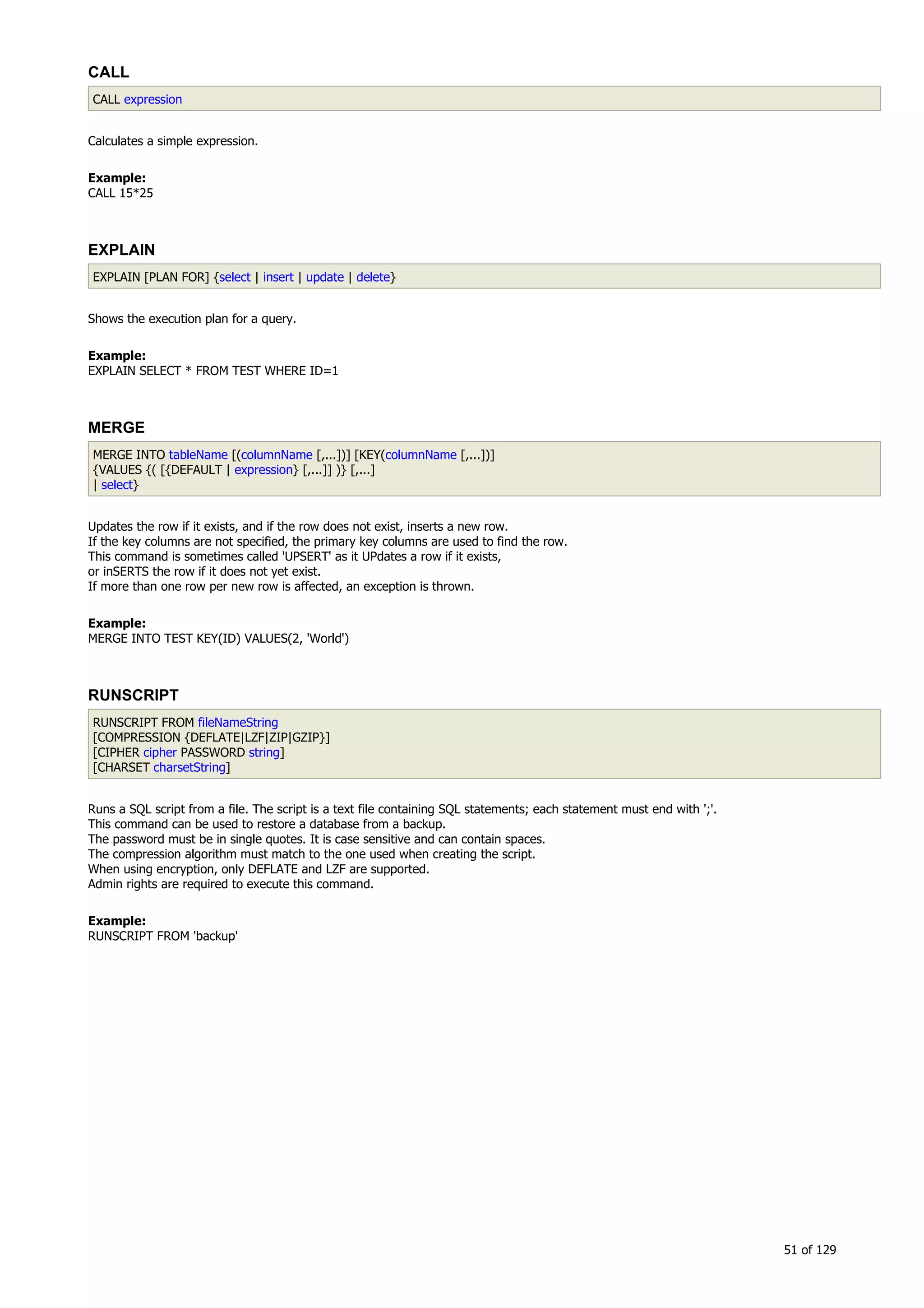 H2 Database New generation embeded database